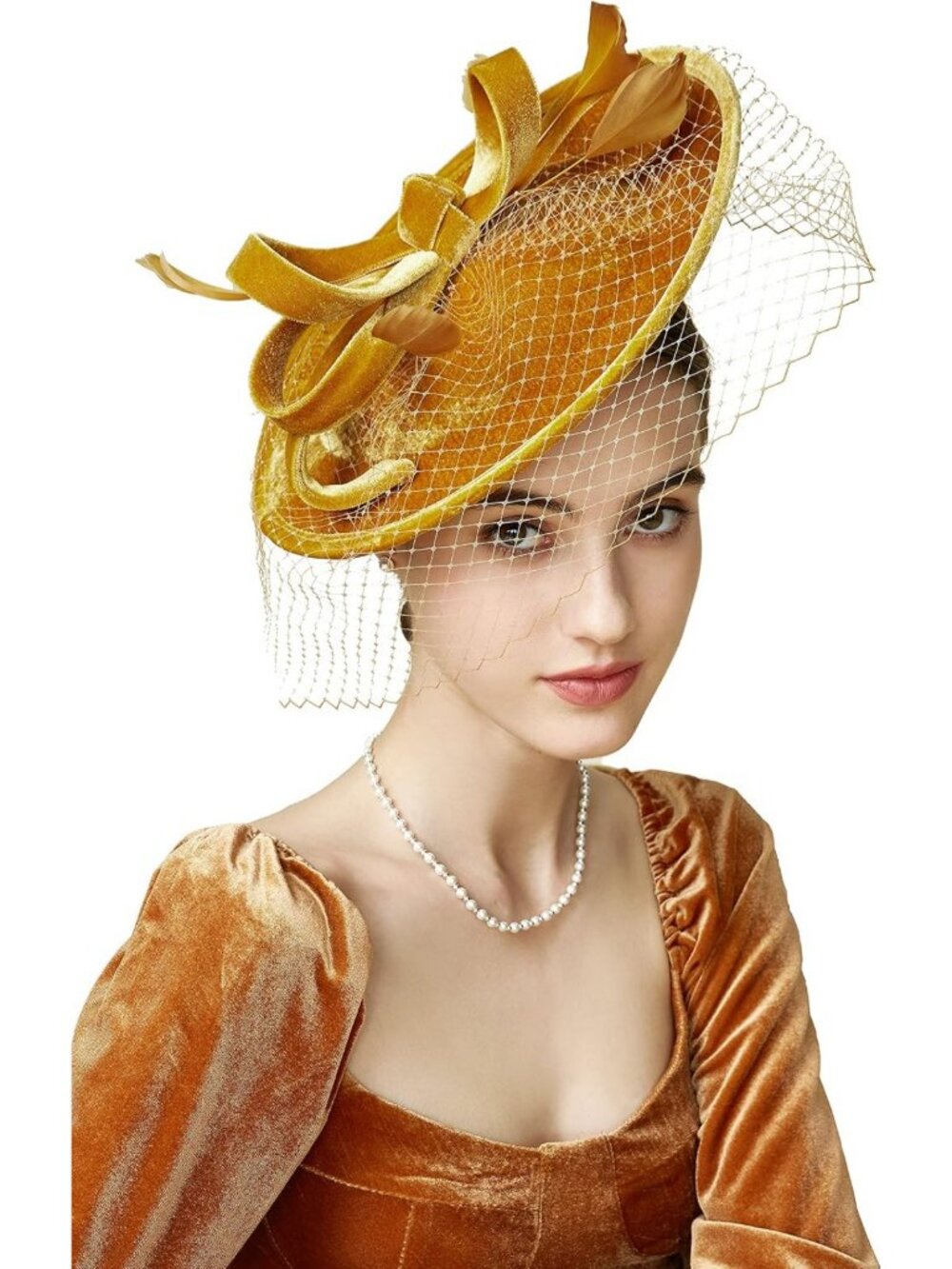 Elegant Velvet Tea Party Fascinator Hat with Veil | Stylish Derby Accessory for